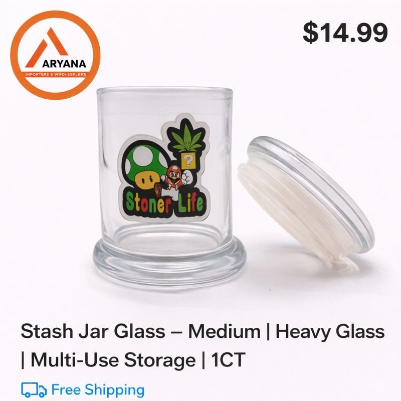 Stash Jar Glass – Medium | Heavy Glass | Multi-Use Storage | 1CT | FREE SHIPPING