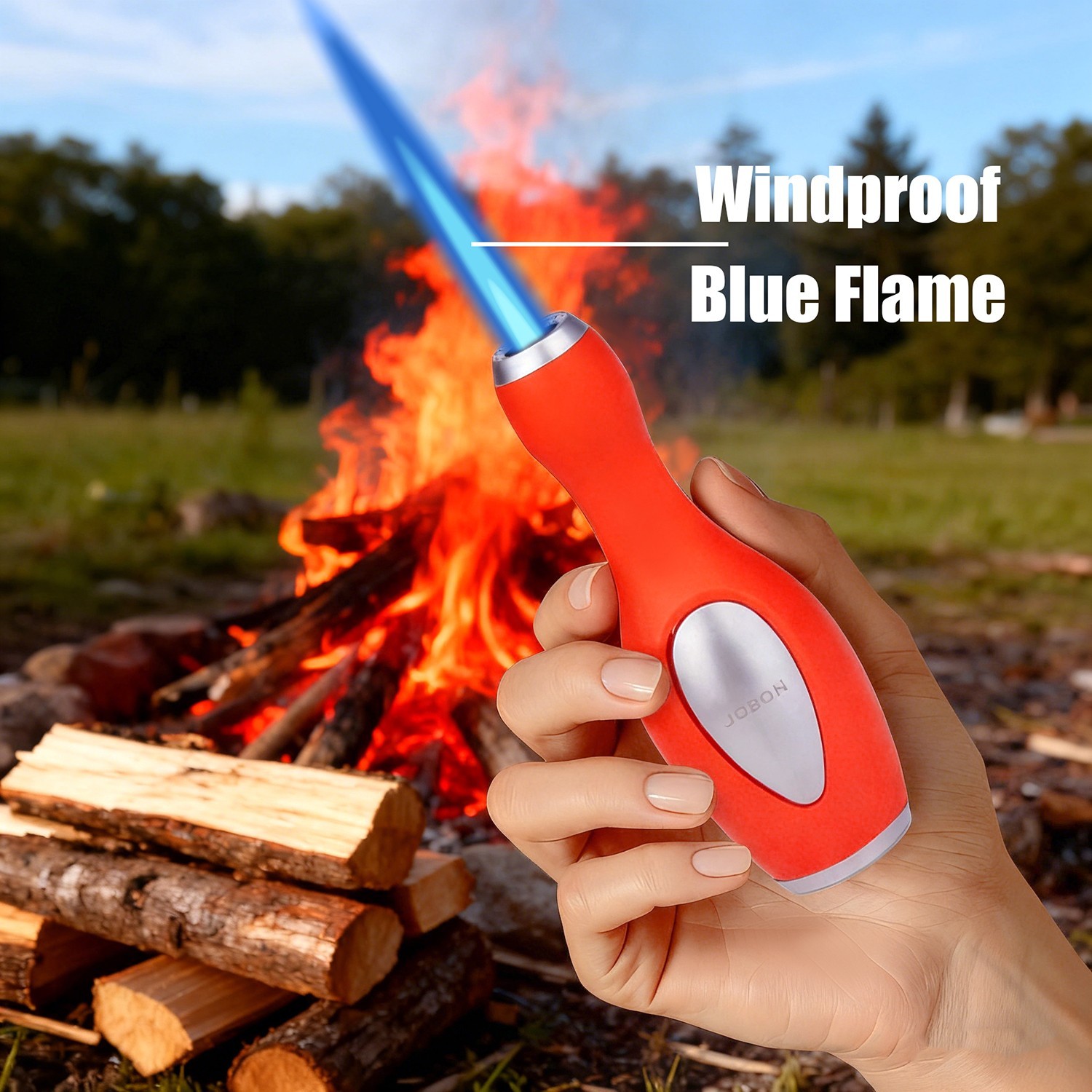 Metal Torch Lighter, Refillable Butane Jet Adjustable Blue Flame Lighter WT397