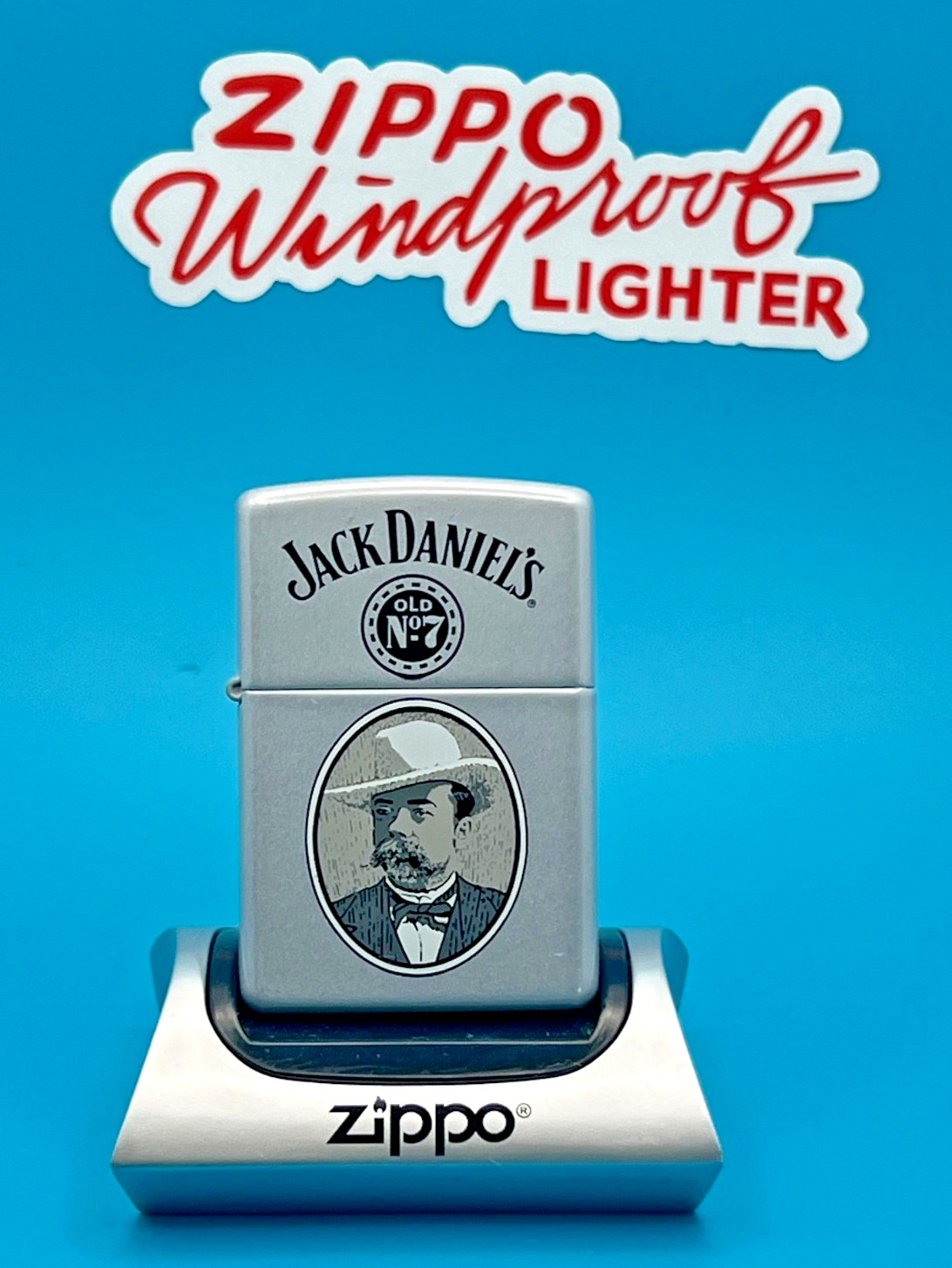 Genuine Brand New 1998 ZIPPO Lighter Very Rare JACK DANIELS No7 Label Grey Case