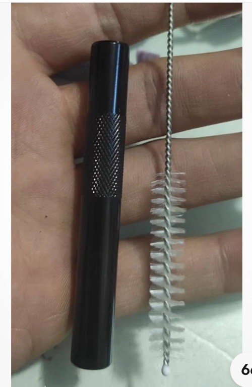 1 PCS ALUMINUM ALLOY NASAL TUBE SNUFF 3” Black Metal Straw OG Snuff tool New