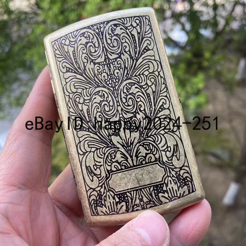 Metal Vintage Floral Pattern Cigarette Case Portable Holder Box for King Size 12