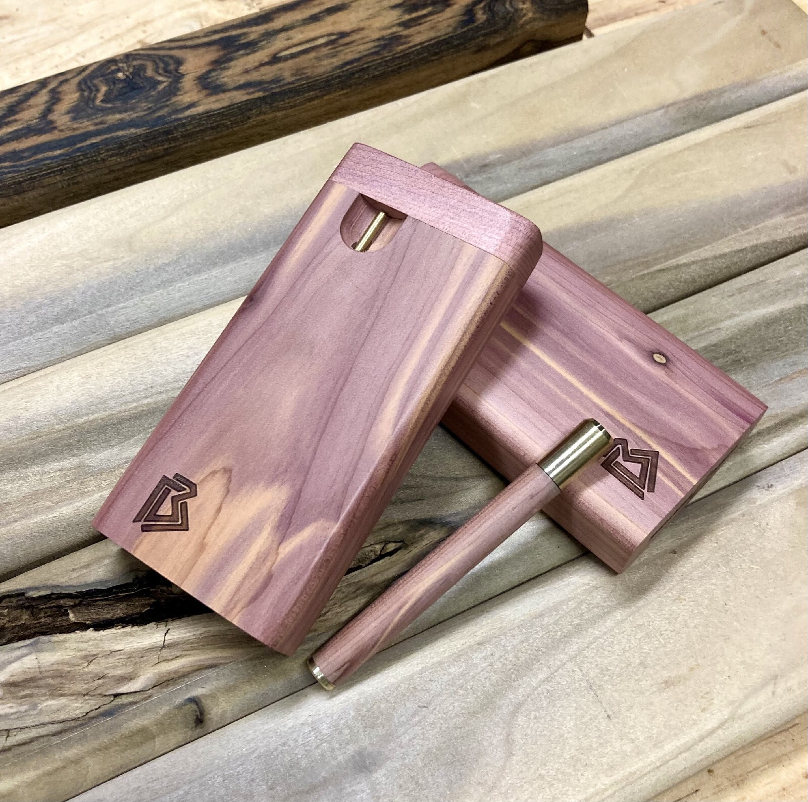 Aromatic Cedar Wood (4″) Dugout Stash Box w Bat/One Hitter Pipe & Poker