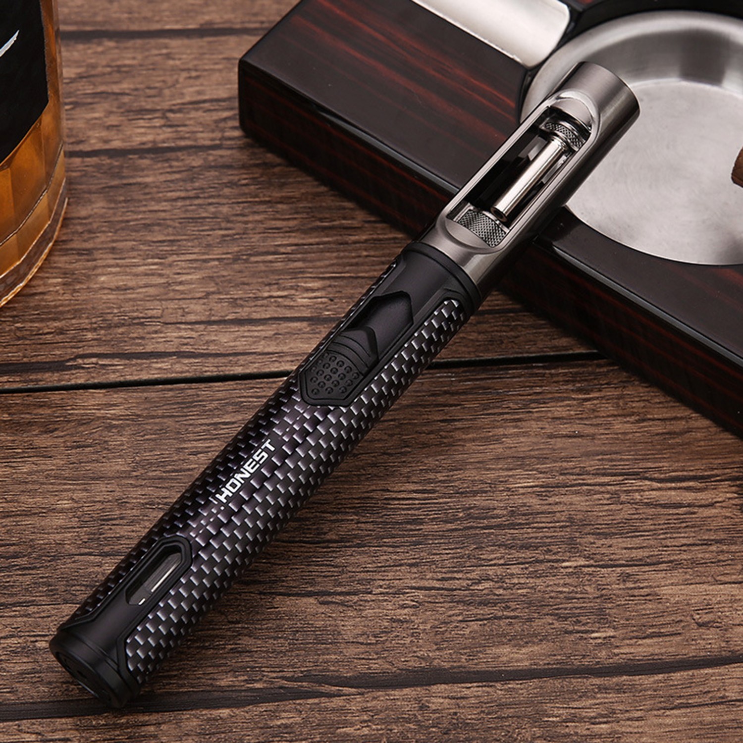 Metal Torch Lighter-Refillable Butane Jet Adjustable Blue Flame Lighter CAGNHEG