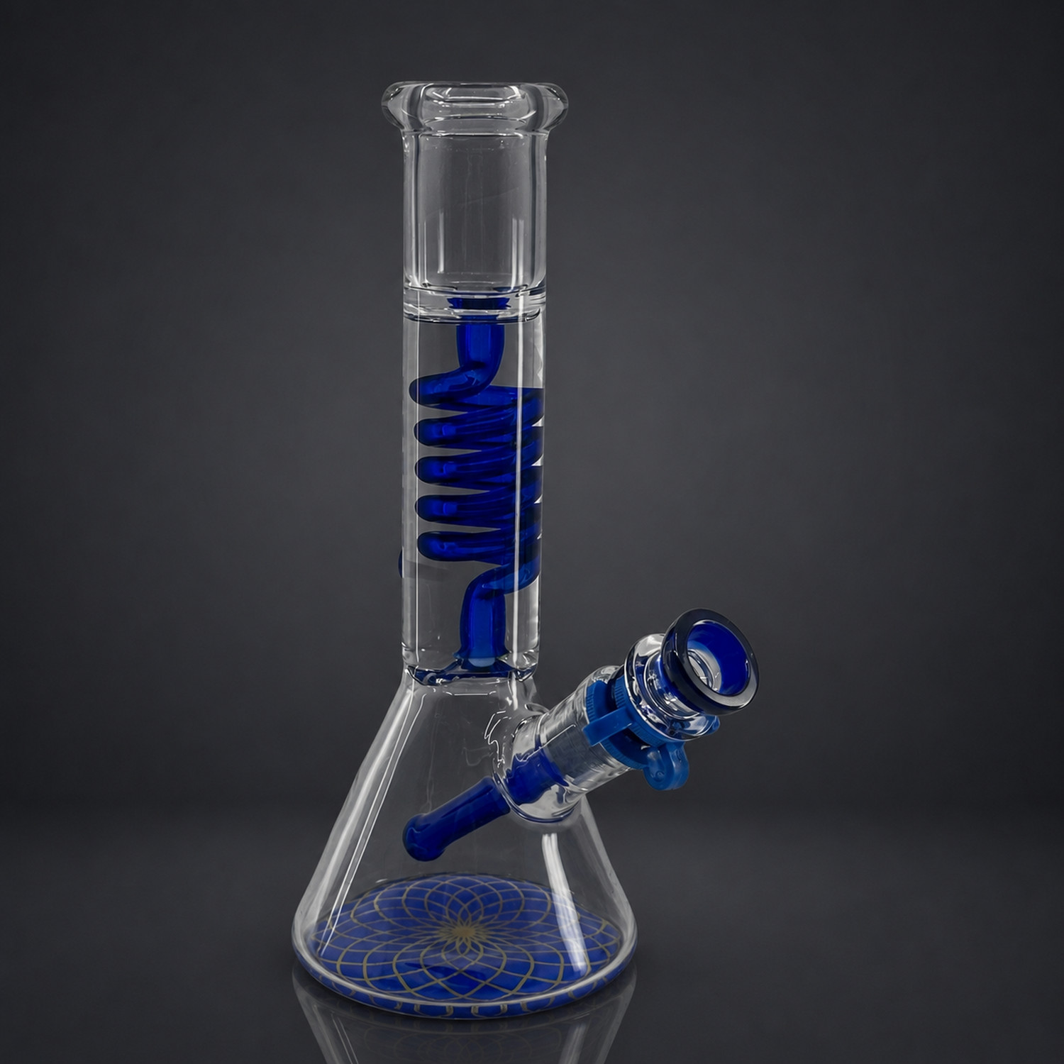 10″ Blue Glycerin Coil Freezable Tobacco Beaker Bong Glass Water Pipe 14mm Bowl
