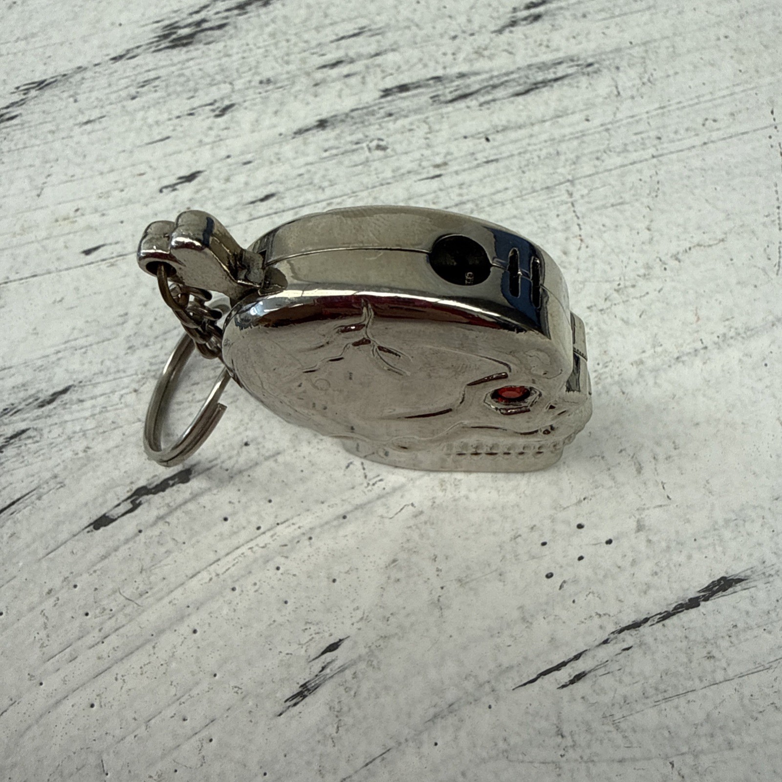 Vintage Skull Head Silver TONE Refillable Butane Lighter