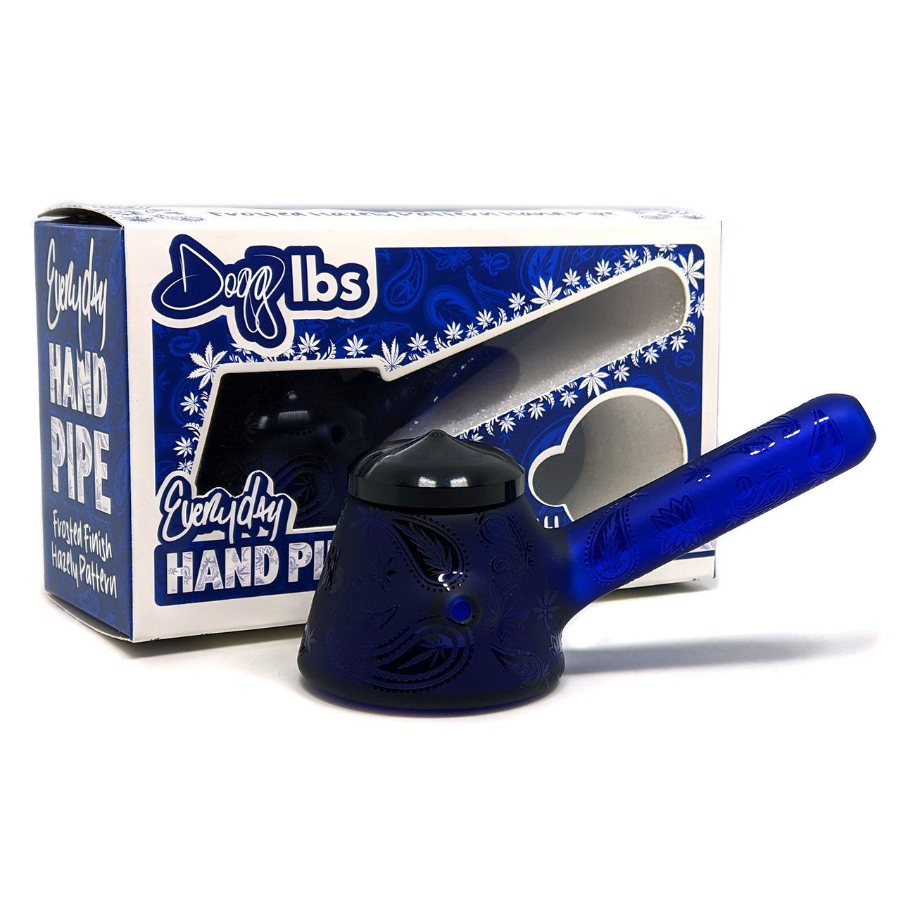 Dogg Lbs – 5″ Sitting Frosted Paisley Spoon Hand Pipe with Cap – Blue *USA*