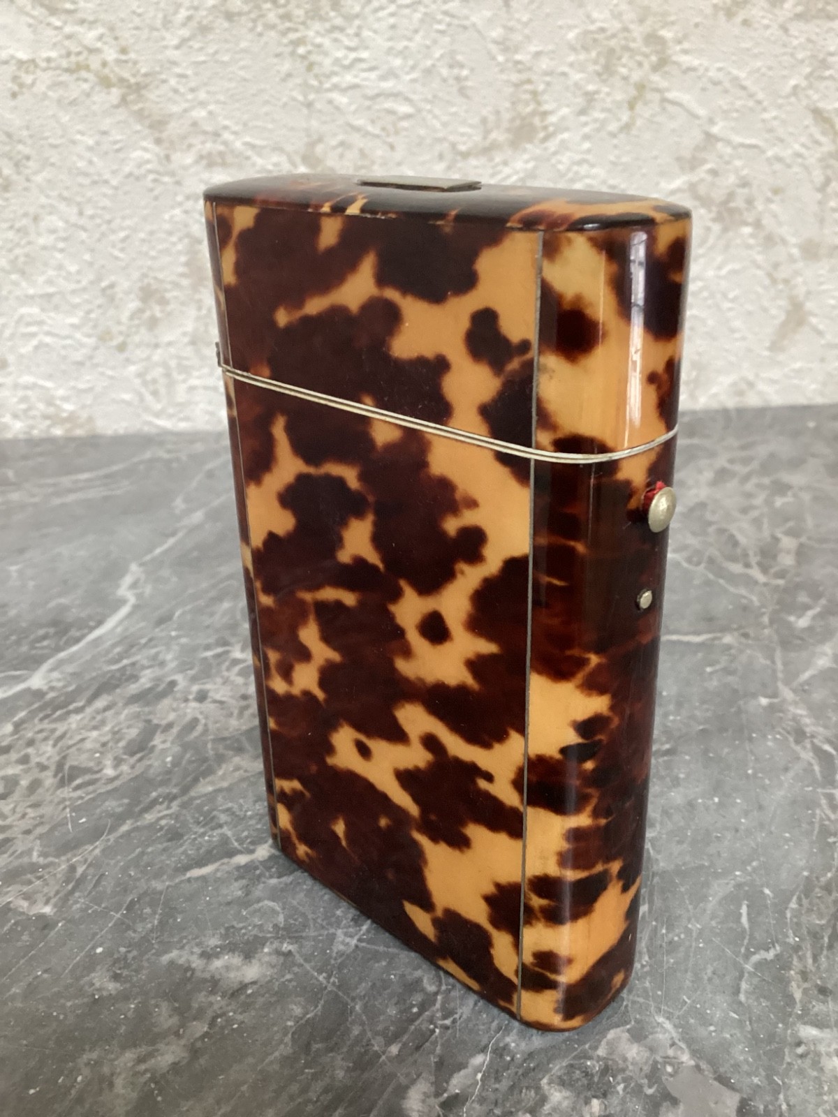 Antique faux tortoiseshell caddy , smokers cigar box 19 th C.