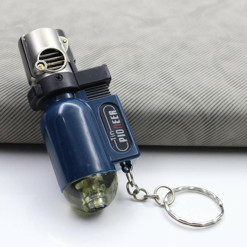 5 PACK Mini Gas Lighter Windproof Blue Flame Jet Torch Lighters with Keychain