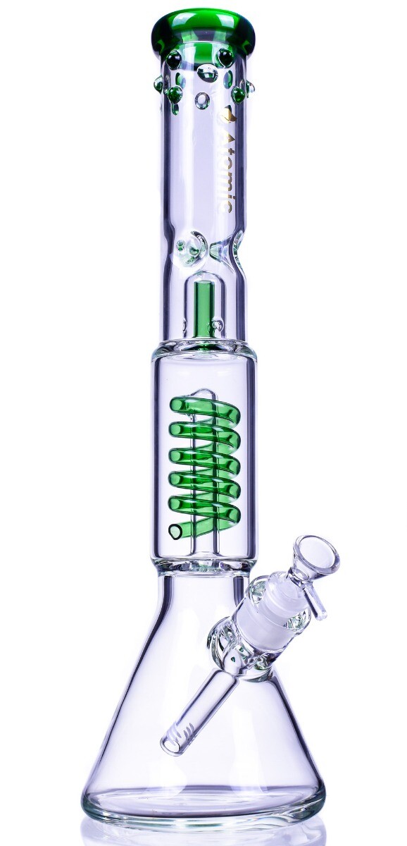 THICK Glass Bong 18″ Inline Perc to Coil Perc Bong HELIX Bong Beaker Bong *USA*