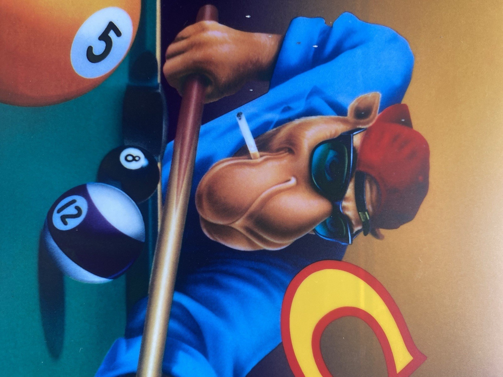 1992 Joe Camel Playing Pool, R.J. Reynolds Tobacco Advertising Sign