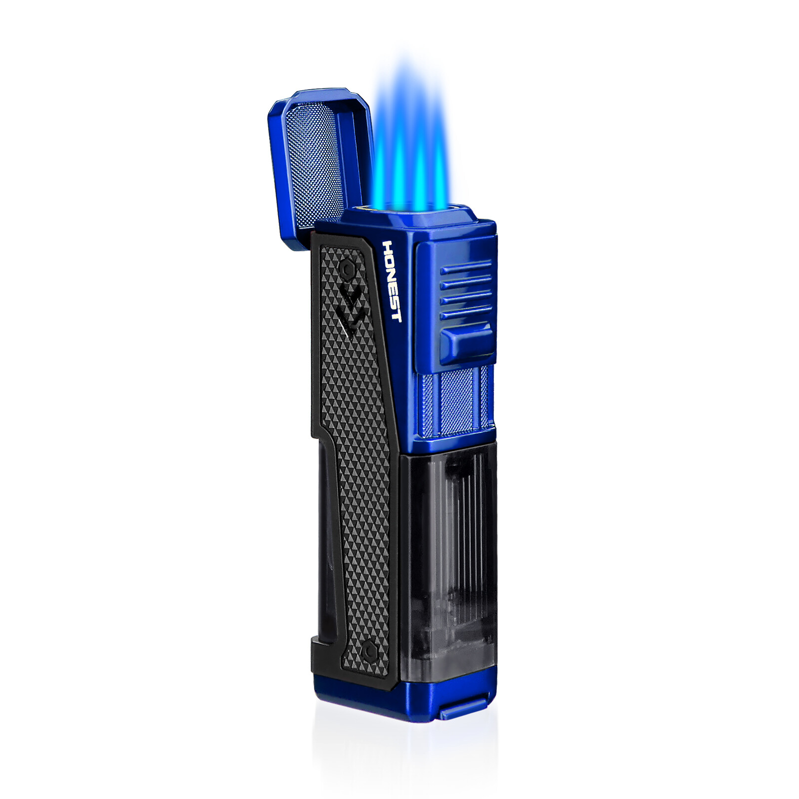 Windproof Cigar Lighters Metal Adjustable Torch Butane Lighter 3 Jet Blue Flame