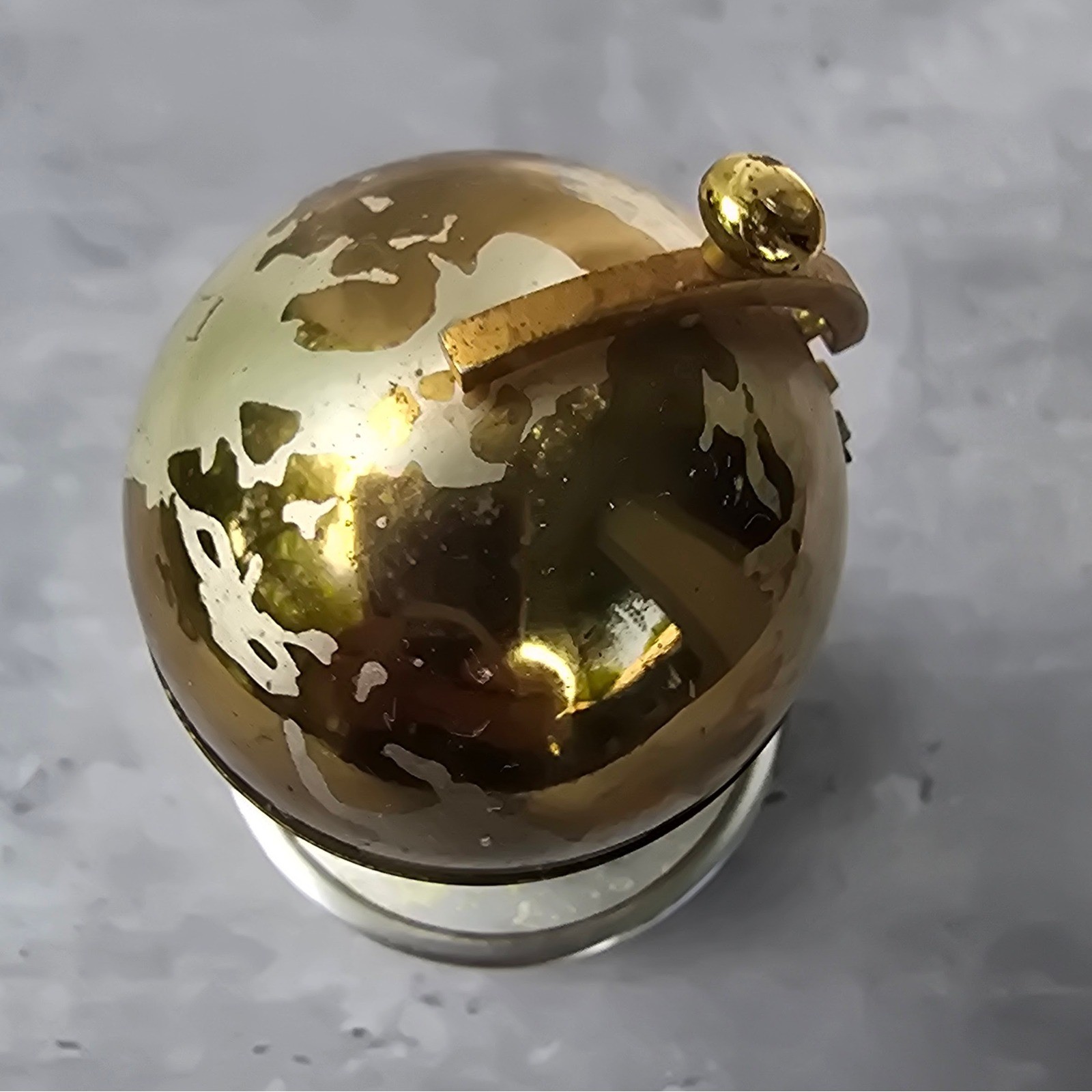 Vintage Globe MCM Table Lighter Mid Century Modern Gold Silver Tone Metal READ
