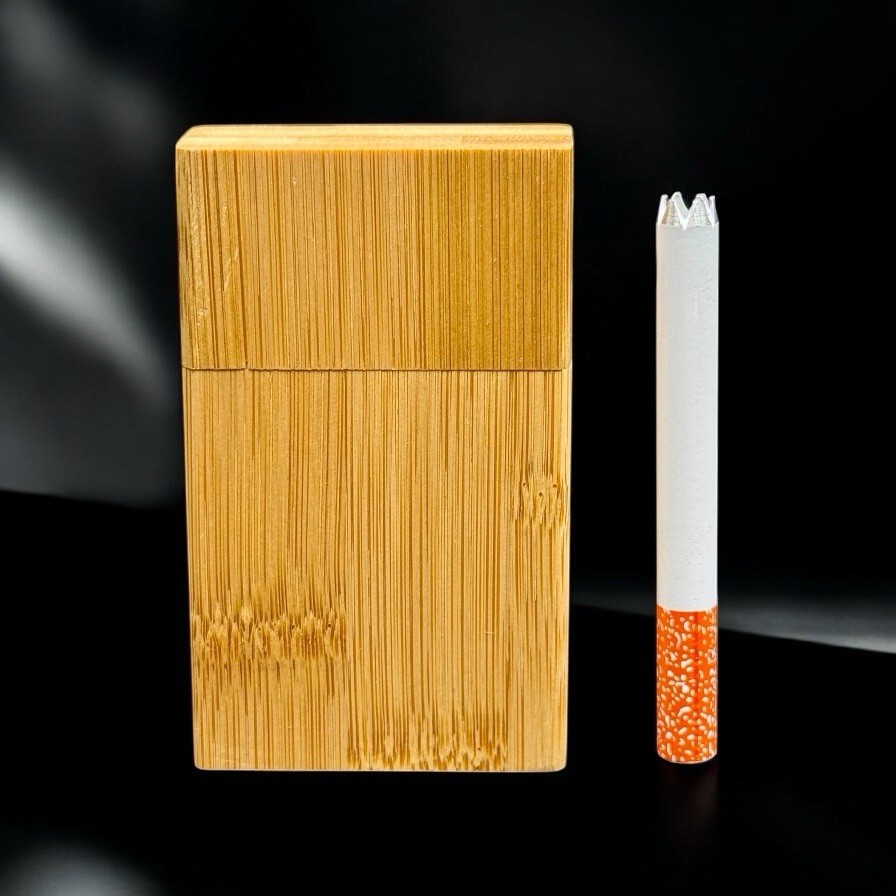 3.4” Light Wood Dugout w/ Metal One-Hitter Bat – USA Made Magnetic Box