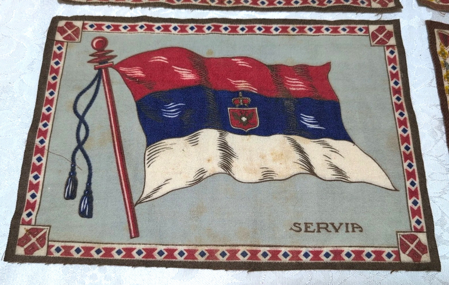 5 Vintage Large Cigar Box Felt Flags