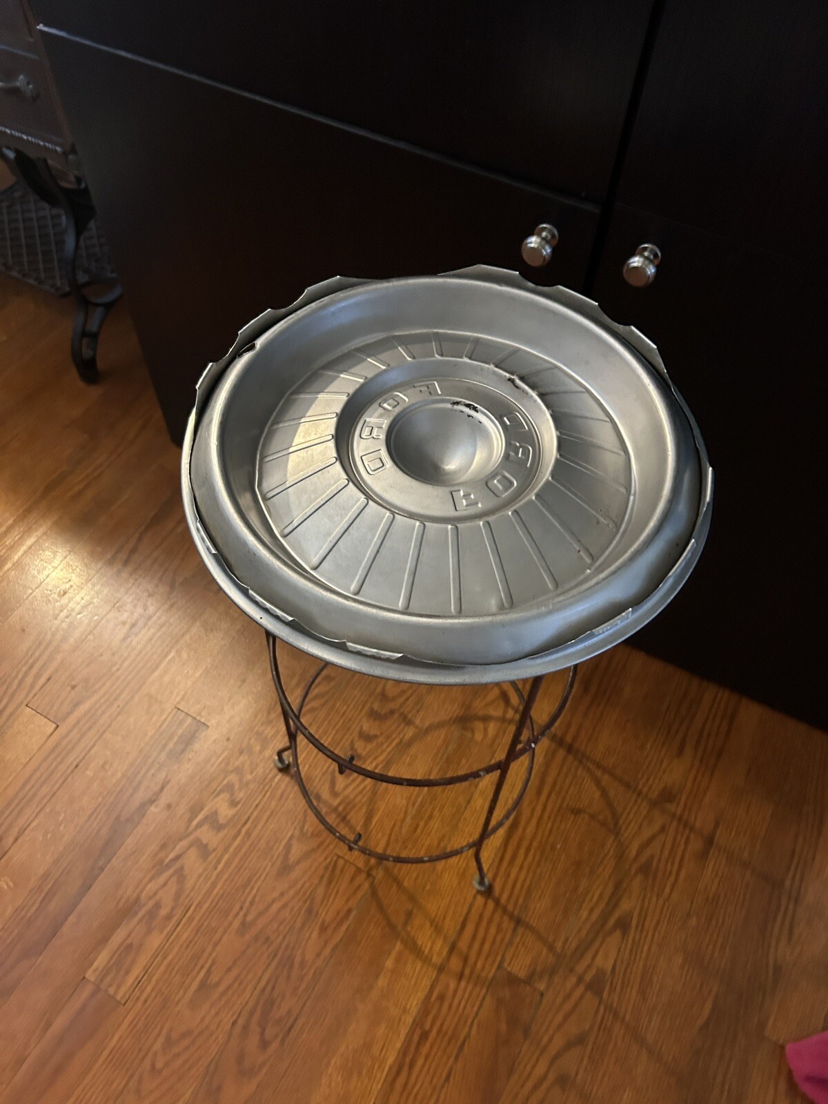 Vintage Ford Hubcap Ashtray – Homemade 26” Height