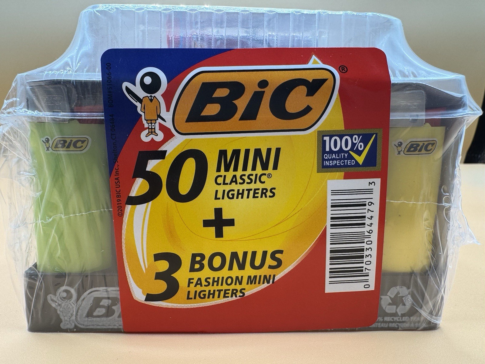 BIC Mini Classic Lighters – Assorted Colors, 50-Count tray plus 3
