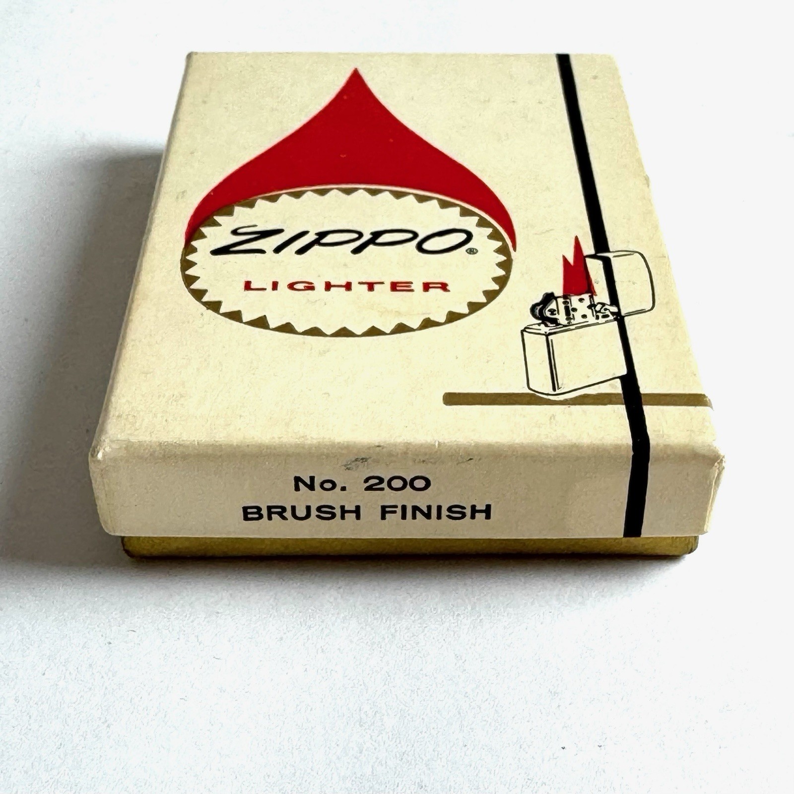zippo lighter No. 200 Brush Finish in original box 1965 UNTESTED