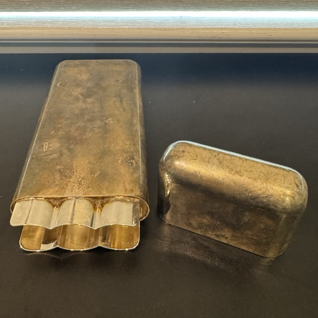 Vintage Silver plated Cigar Case Holder with Lid, 3 cigar holder