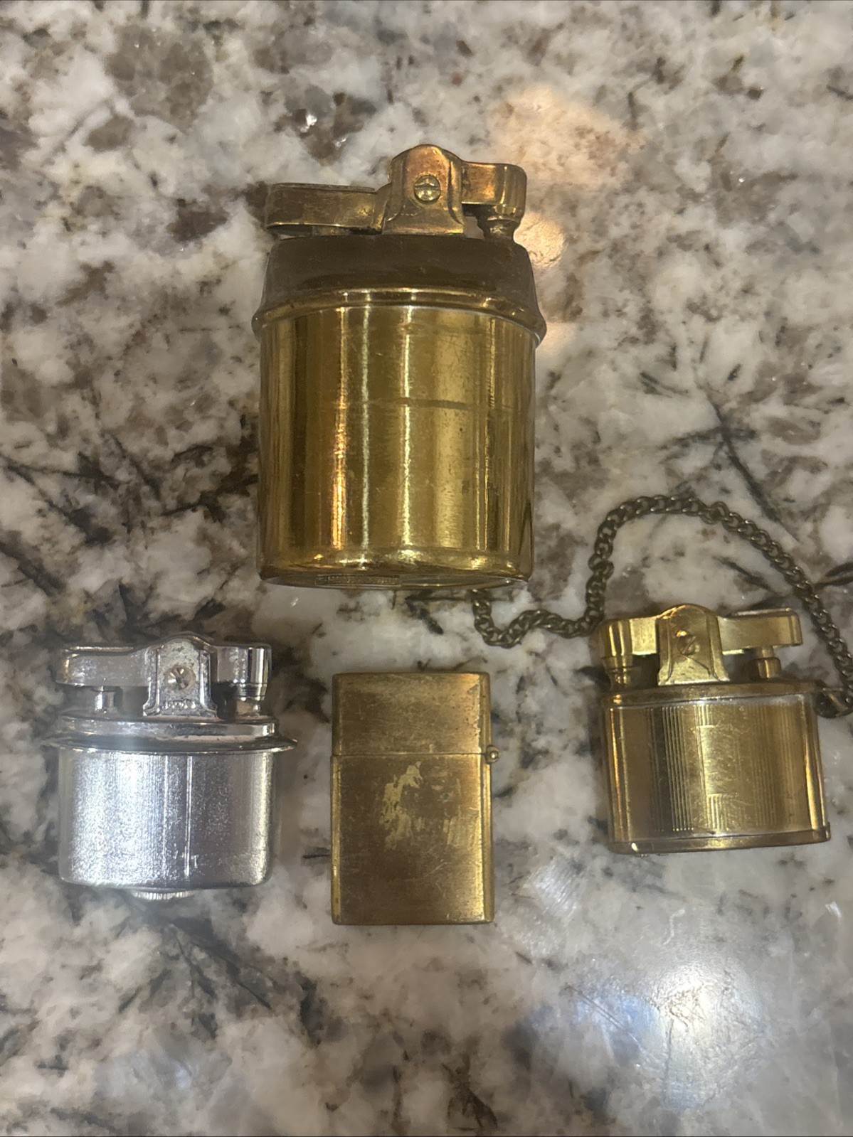 4 Vintage Silver And Gold Cigarette Lighters
