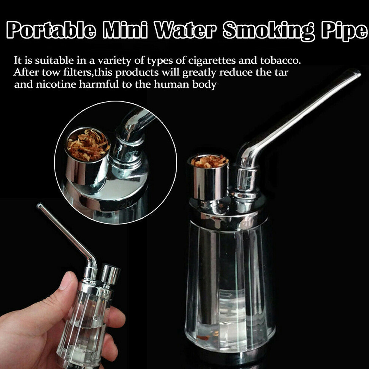 Portable Mini Water Bong Smoke Pipe Smoking Pipes Small Tobacco Hookah Shisha.