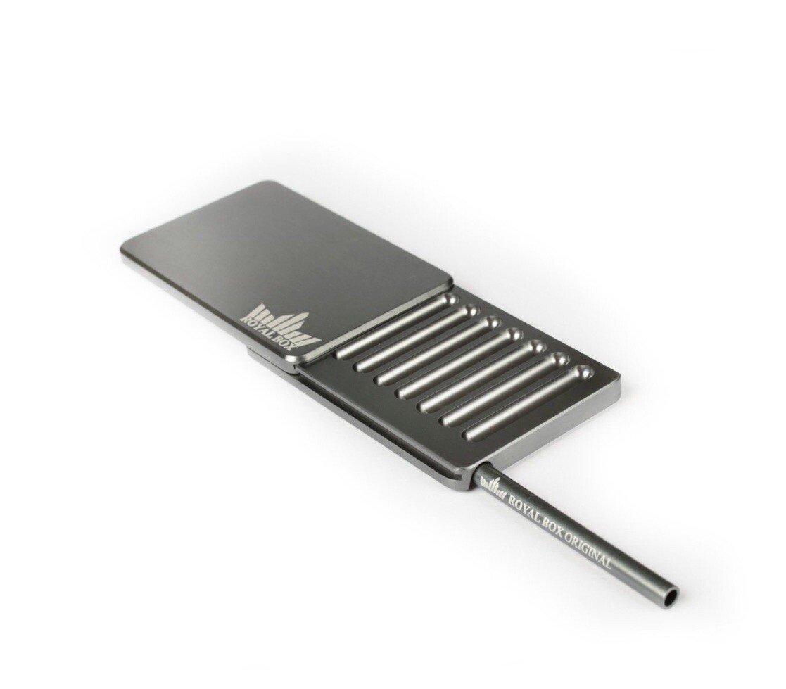 Royal Box Classic Titanium Space 8 Slot Luxury Snuff Box Slide In 3” Metal Straw