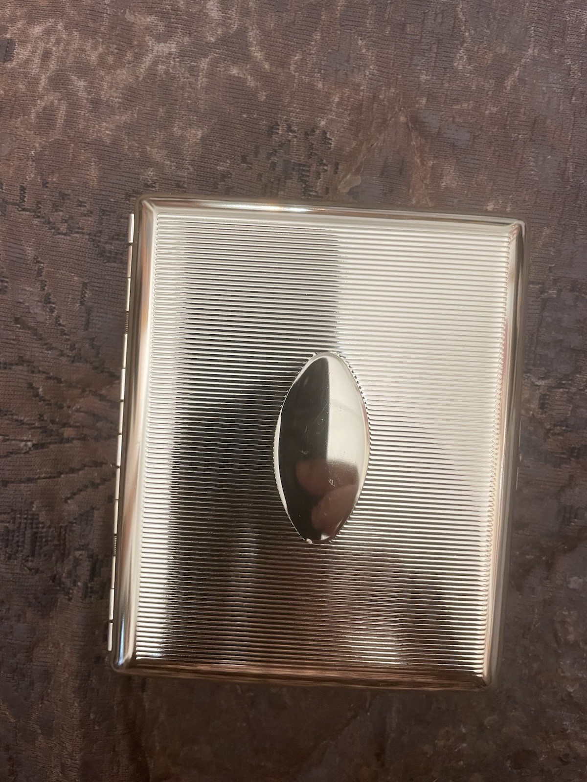 Retro Gold Oval Linee 2-Clip 100s Cigarette Case Business Credit Card Holder
