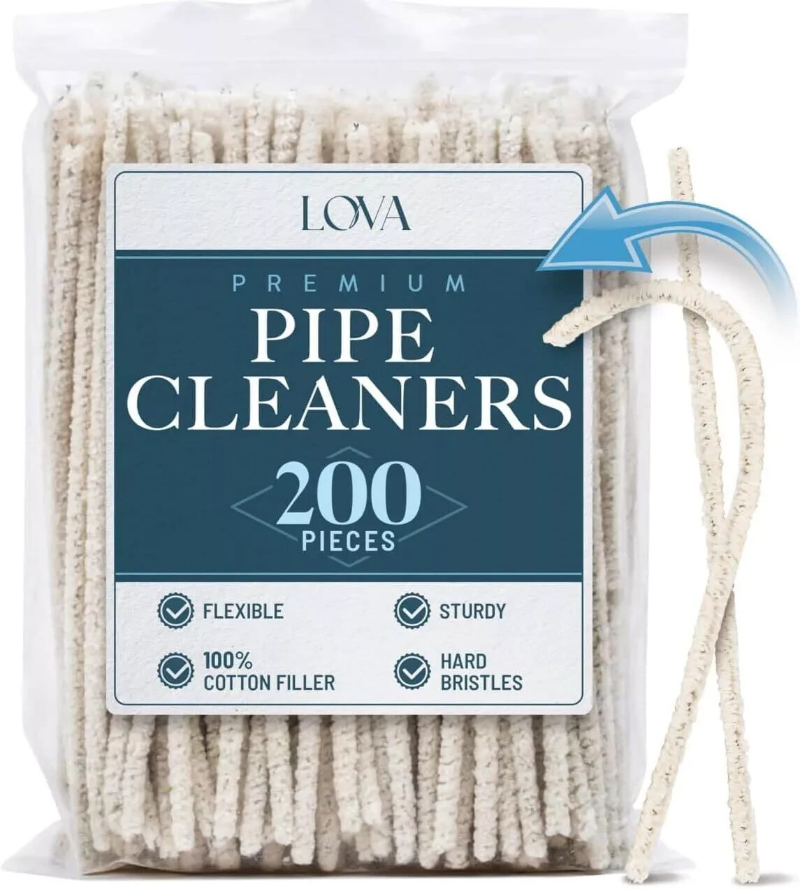 Lova Pipe Cleaners Bulk (200 Hard Bristle) Easily Cleans and Craft! Arts and Cra