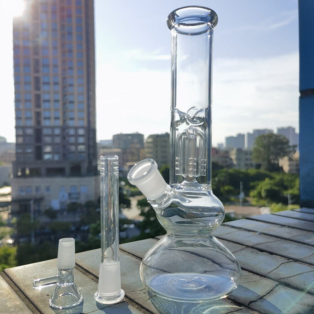 10inch Clear Glass Bong Water Pipe Smoking Hand Pipes Hookah Shisha + 14mm Bowl