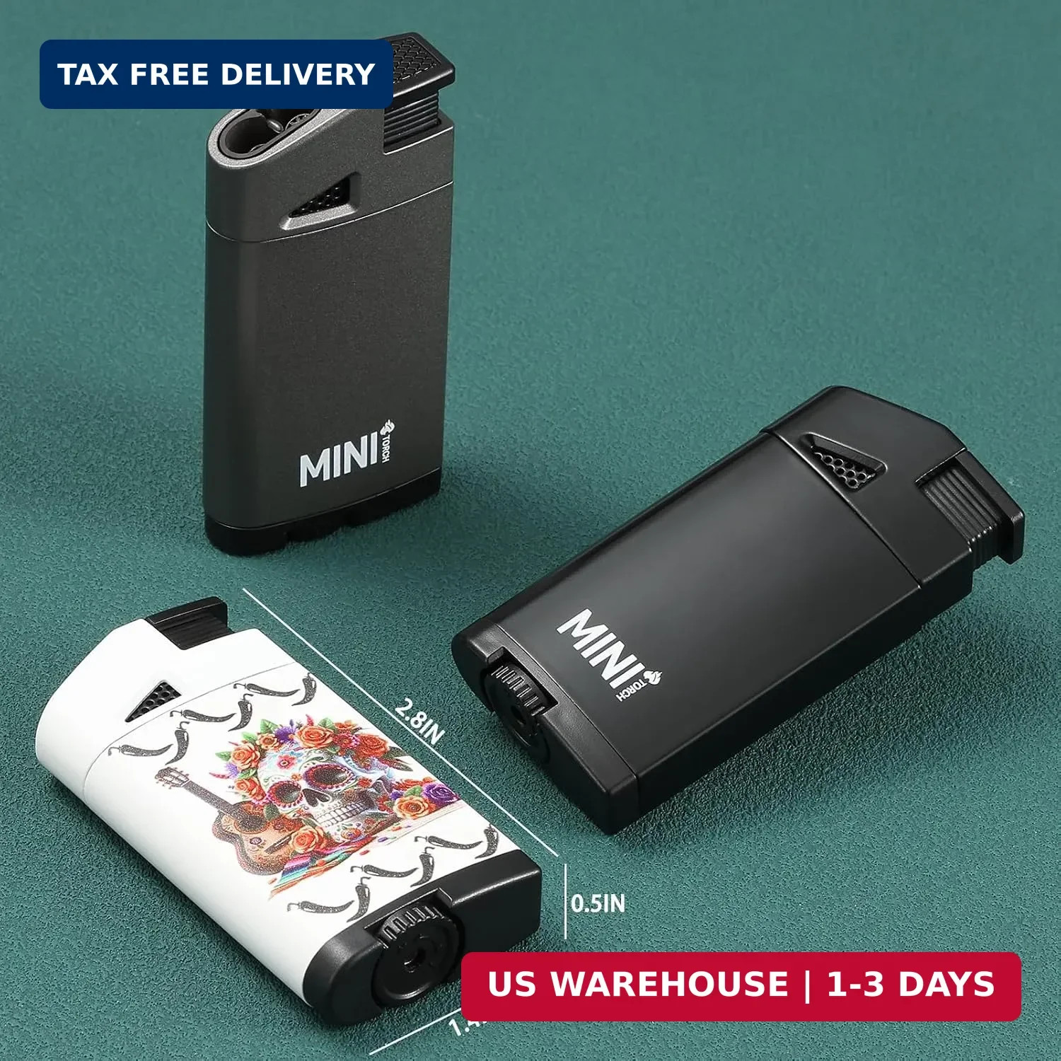 Mini Double Torch Lighter, 2 Pack Butane Pocket Lighter,Windproof Adjustable and