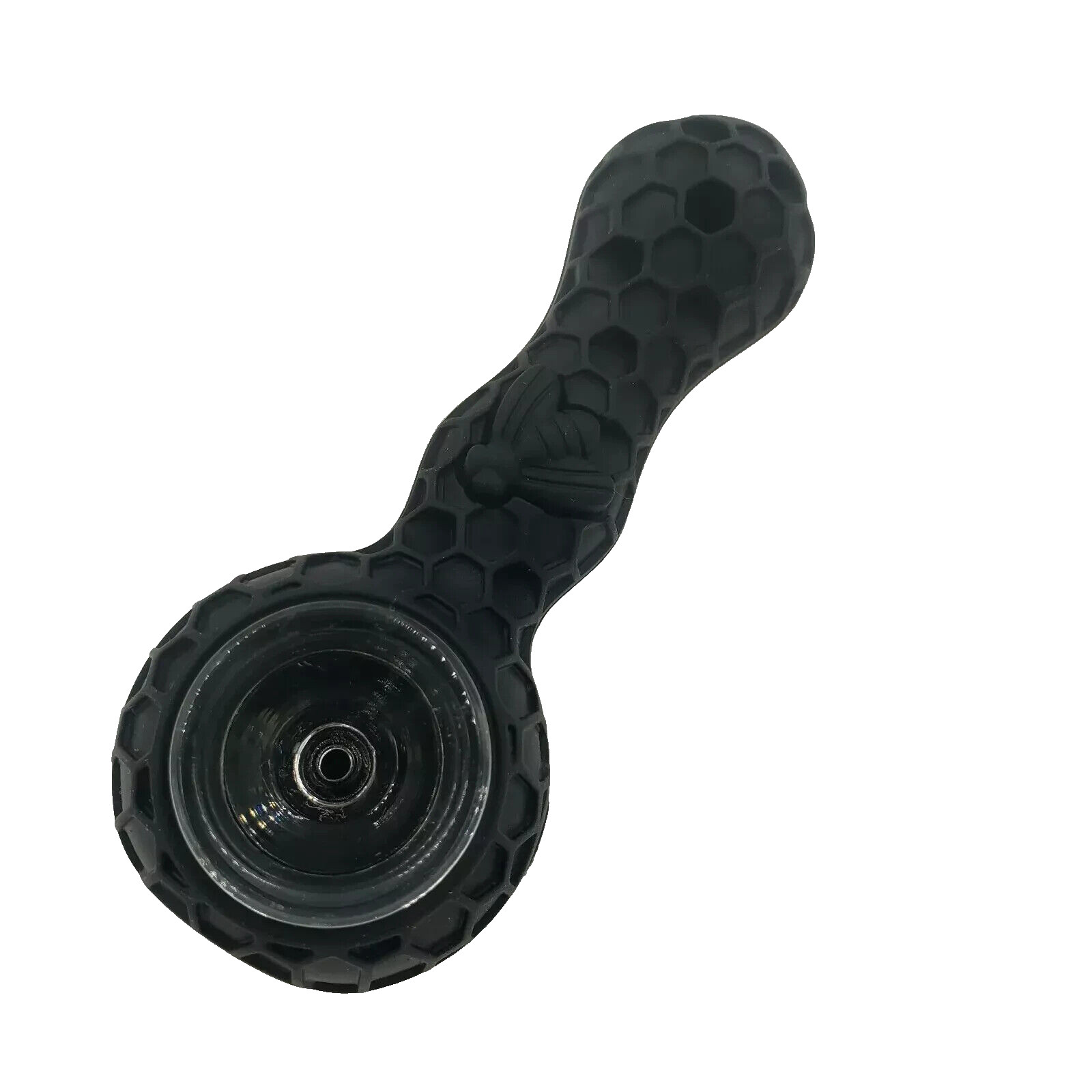 Black Unbreakable Silicone Tobacco Pipe, Glass Bowl
