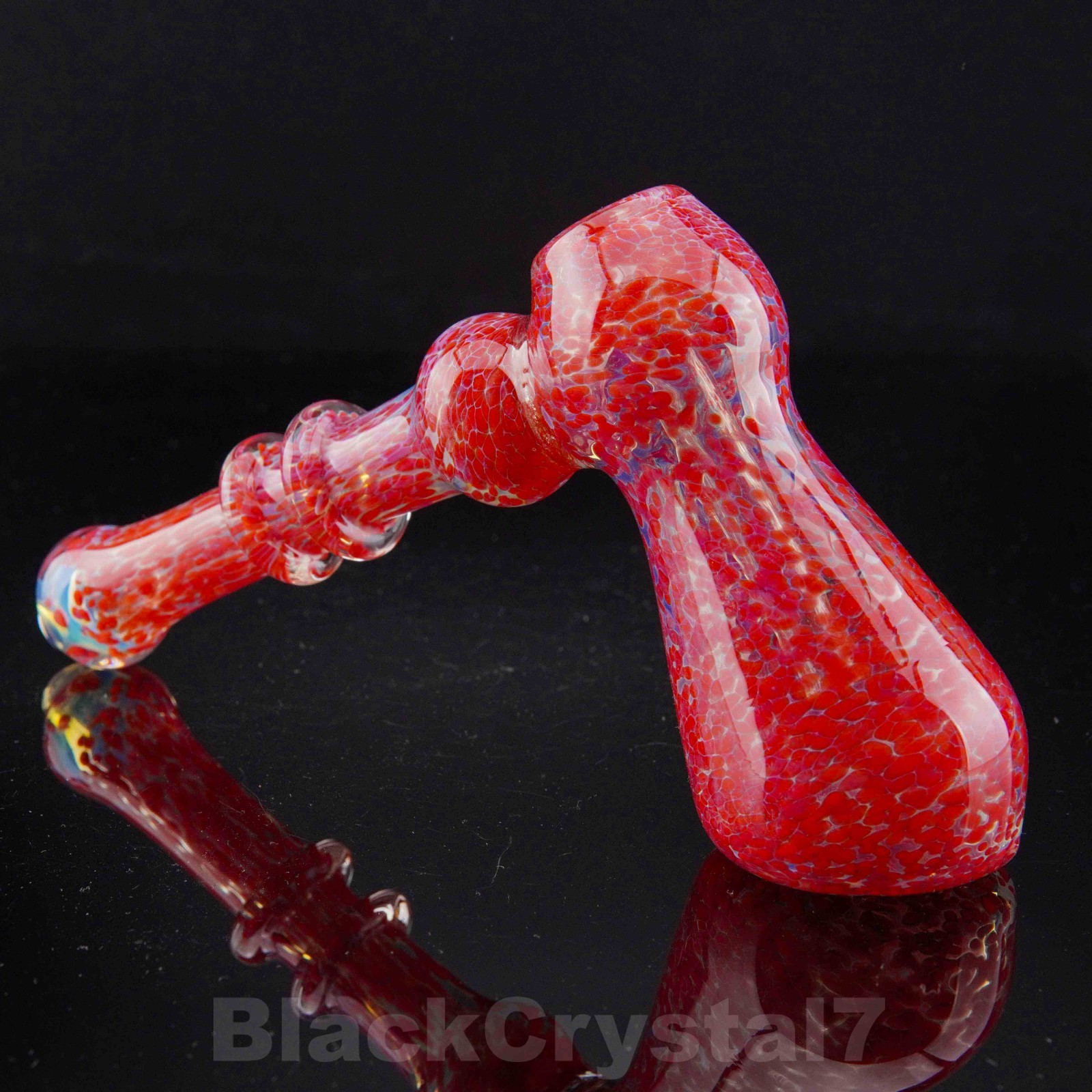 7″ Handmade Lava Red Frit Marble Hammer Bubbler Tobacco Smoking Bowl Glass Pipes