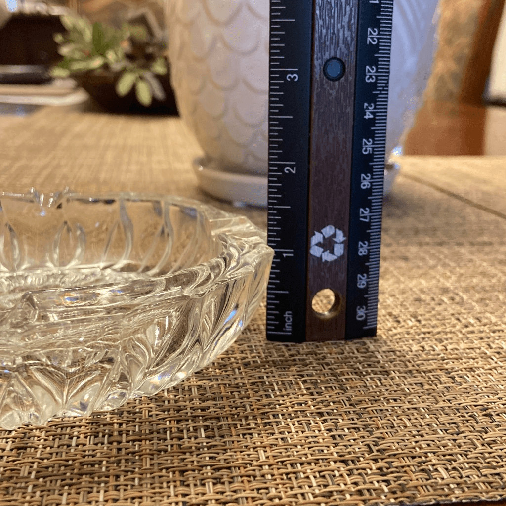 Pressed Glass Ashtray with Center Daisy Flower and Scalloped Edges