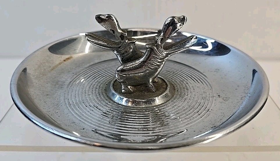 Rare Vintage 1950s Pincherette Chrome Hippo Ashtray Art Deco Style