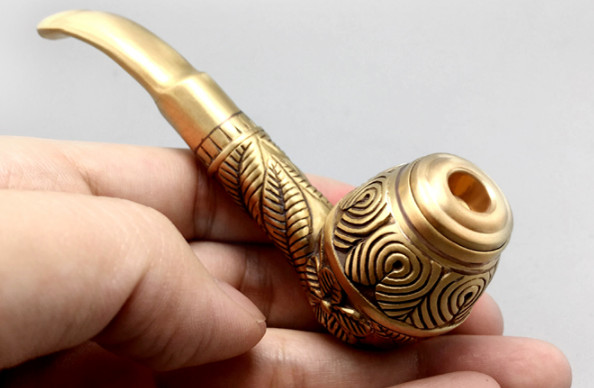 Pure Brass Vintage Smoking Pipe Tobacco Cigarettes Cigar Pipes Handcrafted Gift