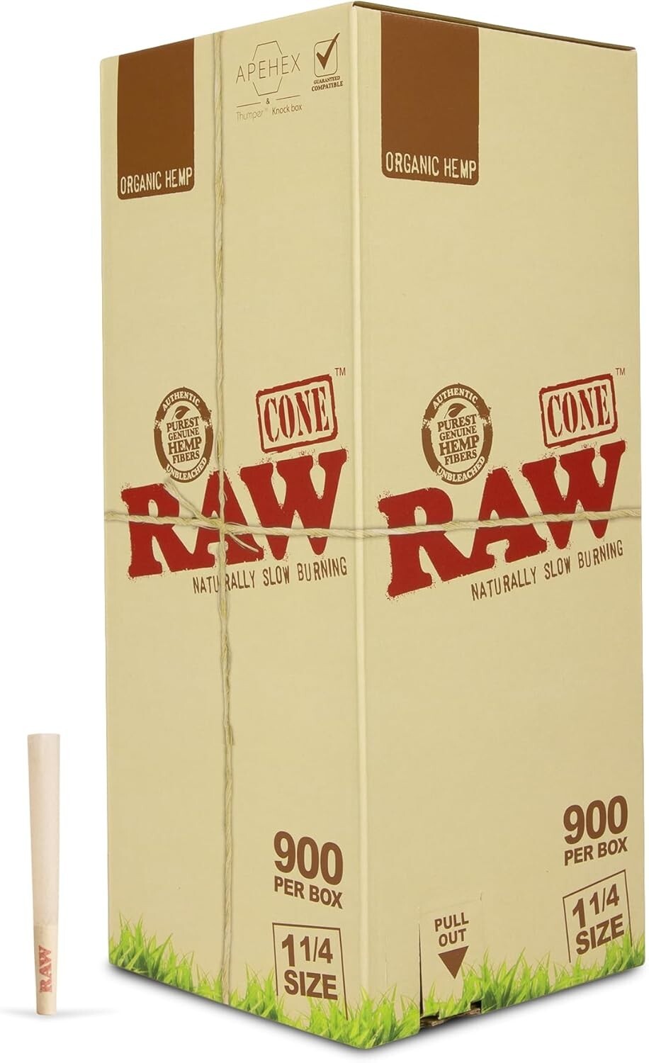 RAW Organic Classic 1 1/4 Size Pre-Rolled Cones – 900 Count Bulk Box 84mm Cones