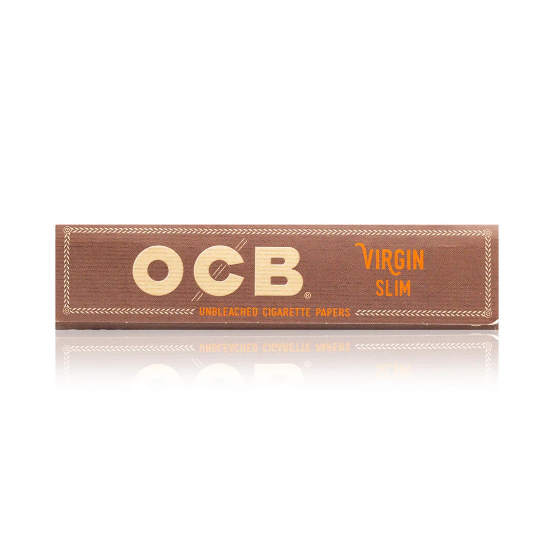 24 OCB VIRGIN SLIM UNBLEACHED CIGARETTE PAPERS 32 PAPERS PER BOOKLET NEW (DISP)