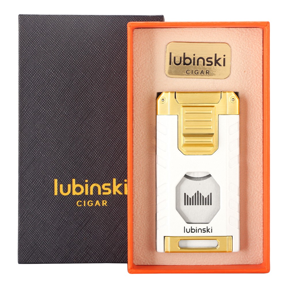 Lubinski Jet Butane Flame Torch Cigar Lighter Punch Holder Cutter Needle No Gas