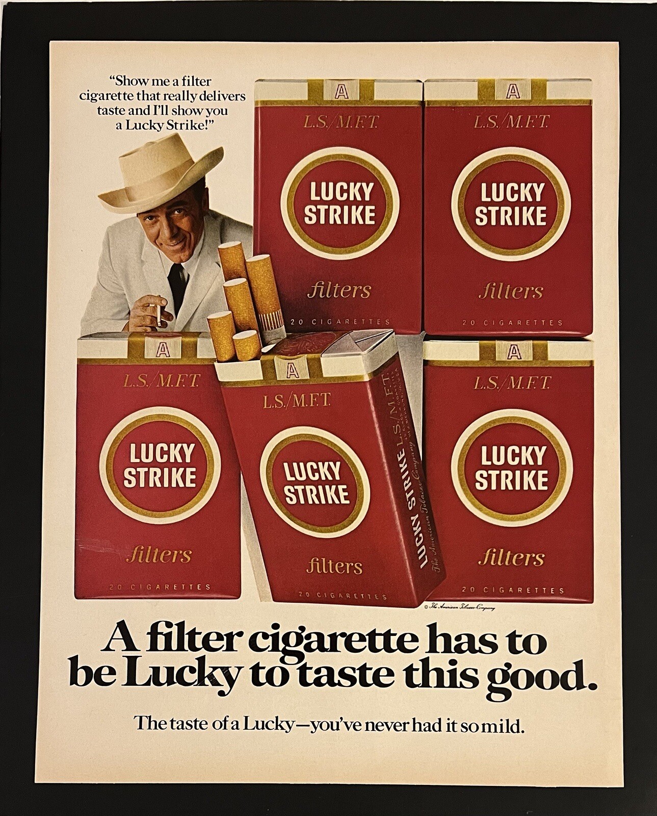 Lucky Strike Cigarettes 1972 Life Print Add 13×11 Multiple Packs Pop Art