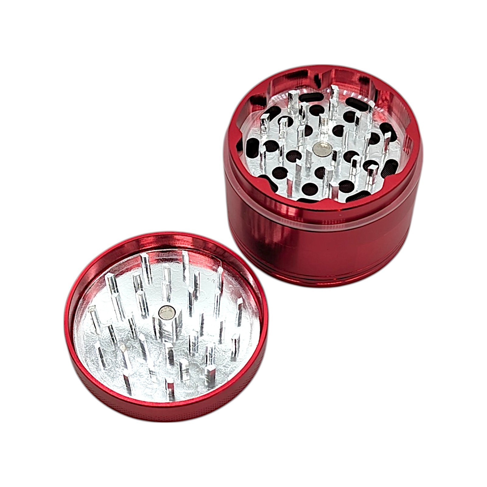 Aluminum Herb Grinder 62mm Anodized 4 Piece Red
