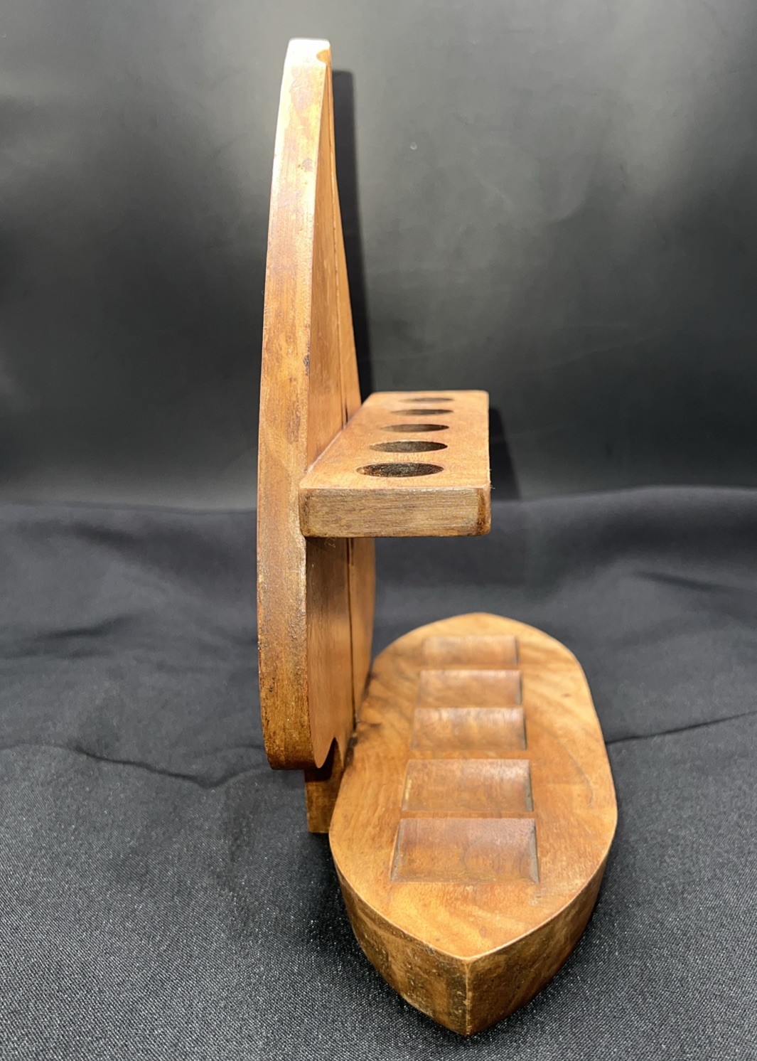 Vintage Wood 5 Pipe Holder Rest Stand Sailboat Nautical Free Standing