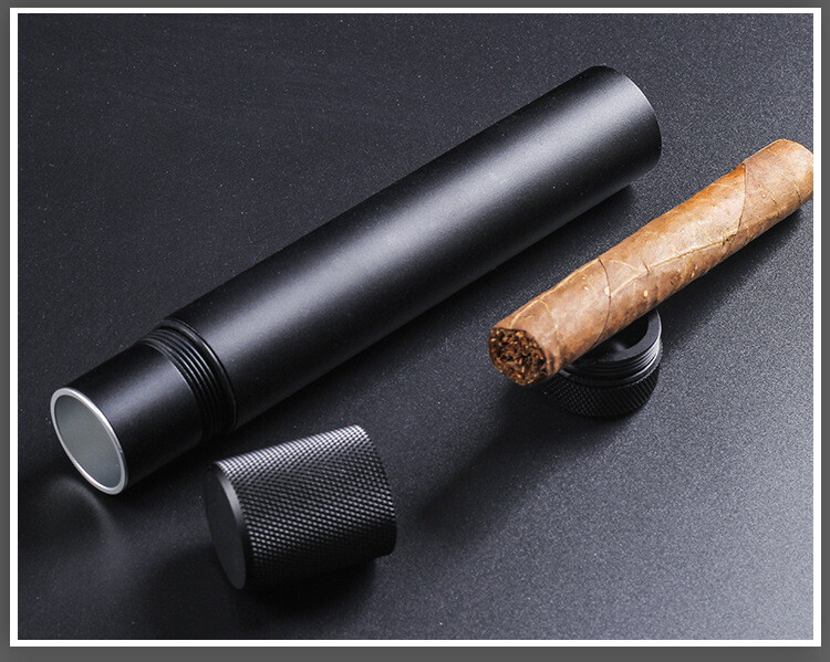 3 in 1 Travel Alloy Cigar Case Humidor Single Cigar Tube Cigar Stand Tobacco Bin