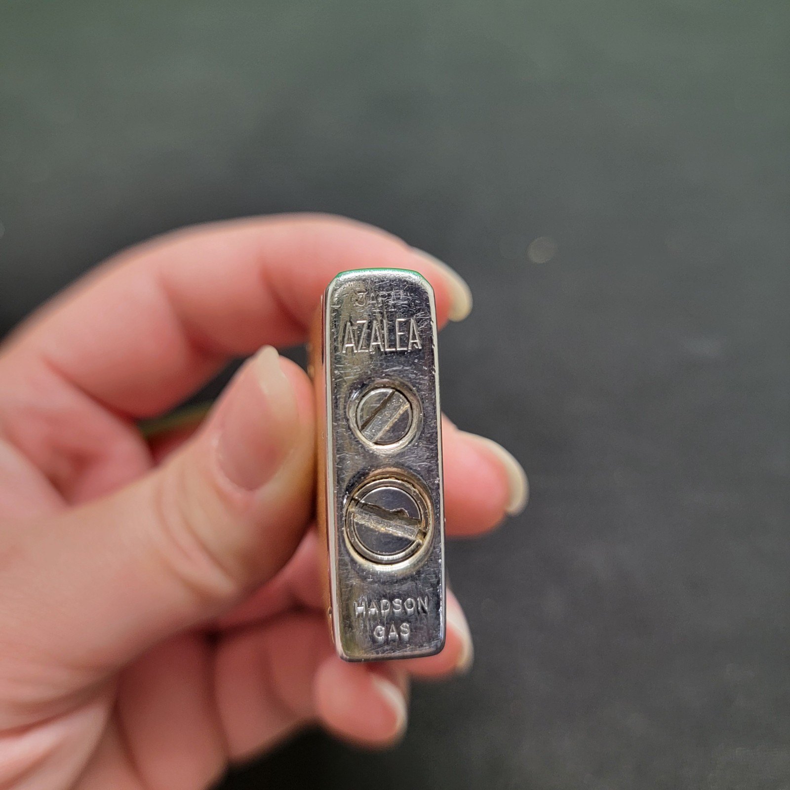 Vintage lighter HADSON GAS AZALEA MADE IN JAPAN WORKING ENGRAVED STAR DESIGN