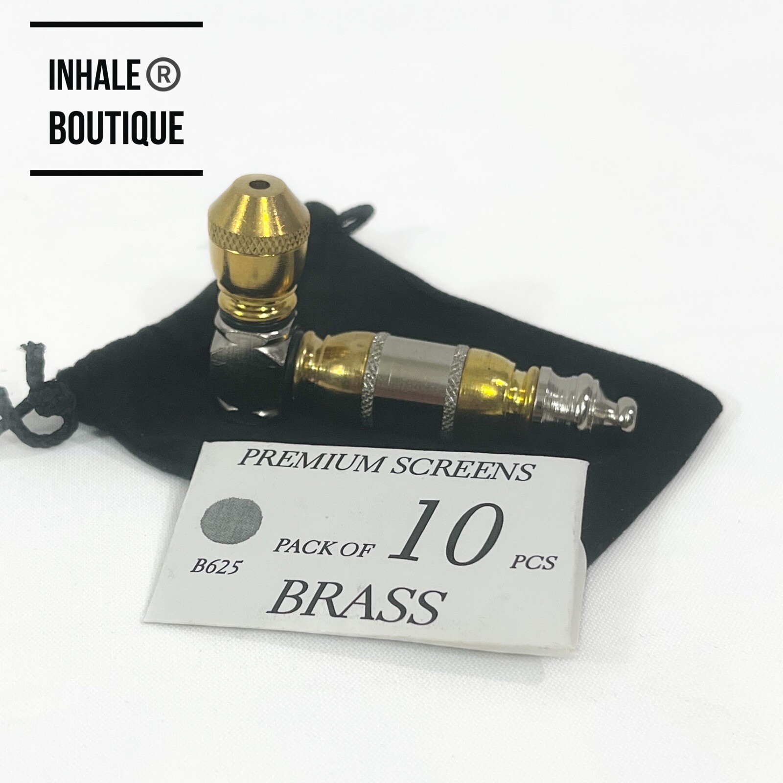 Collectible metal smoking pipes/ Nickel & Gold-plated / In A Black Velvet Pouch