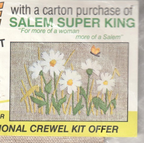 “DAISY” Crewel Embroidery Mini Kit by Sew Simple VINTAGE 1970’s SALEM CIG PROMO