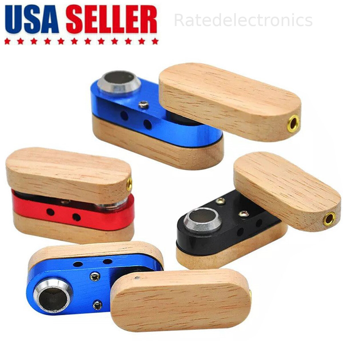 2″ Colored Wood And Metal Slide top Monkey Tobacco Hand Pipe US Fashion Pipe