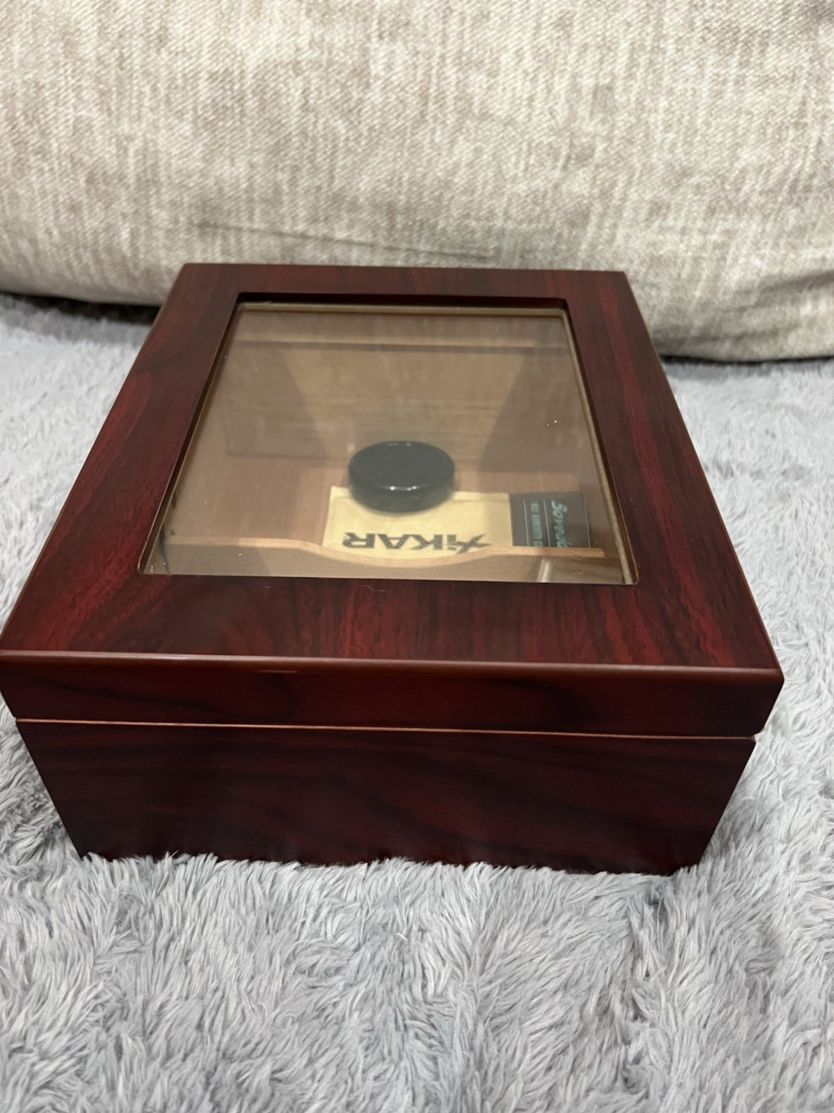 MANTELLO Cigars Humidor Royal Glass Top Cedar Lined Cigar Box Up To 50 Cigars