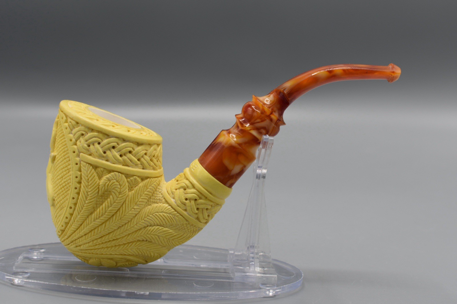 EGE Deer Embossed Ornate Dublin Pipe Block Meerschaum-handmade NEW W CASE#1045