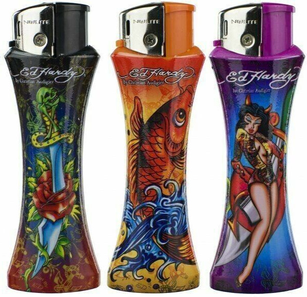 3 Lighter ED HARDY CURVE REFILLABLE TATTOO LIGHTER (Without Gas) Random
