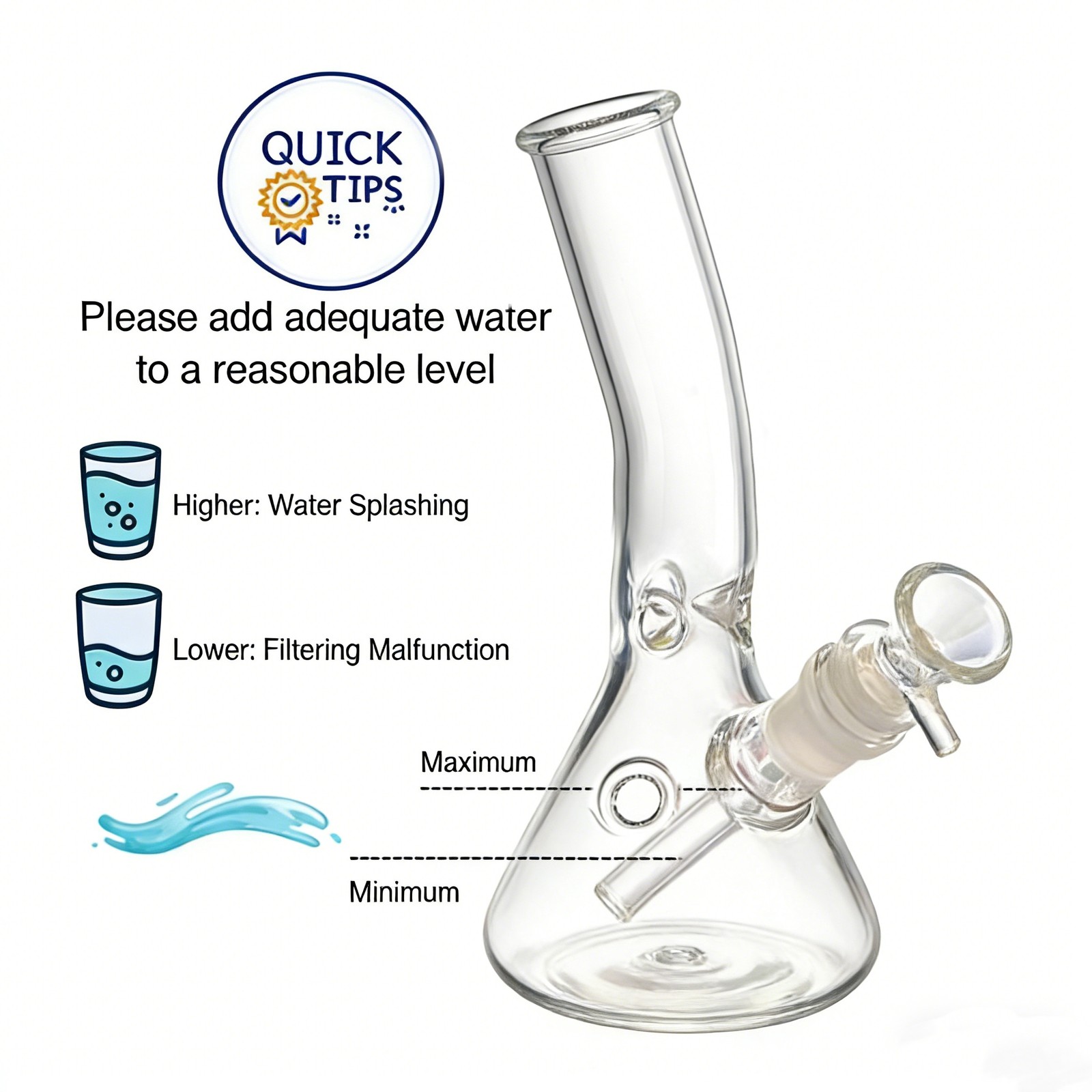 8 In Glass Bong Heavy Duty Glass Beaker Bong Water Pipe with 14mm Bowl & Screen
