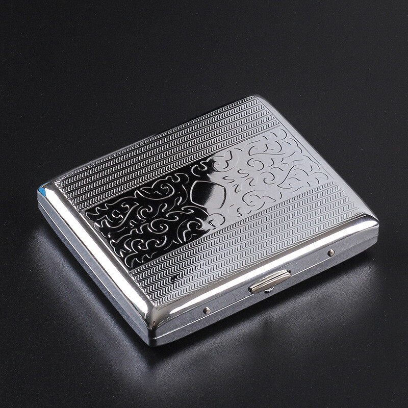 Portable Classic Vintage Metal Double Sided Cigarette Case Silver Holder Storage